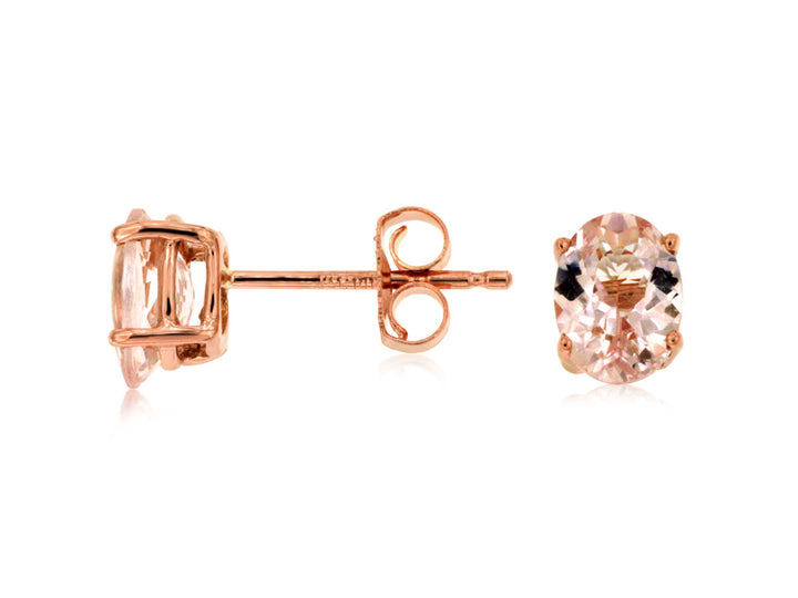 14KR Oval Morganite Stud Earrings