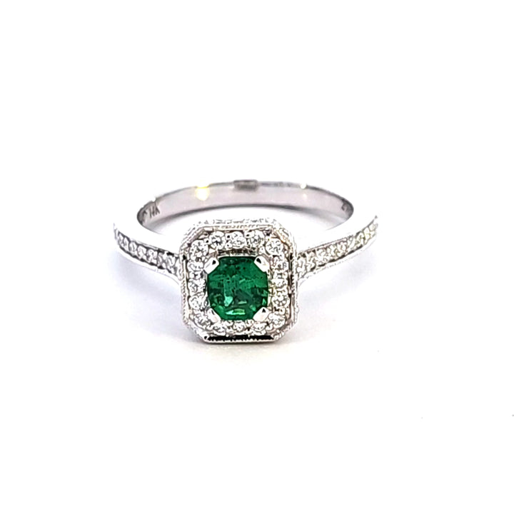 14KW Emerald and Diamond Ring