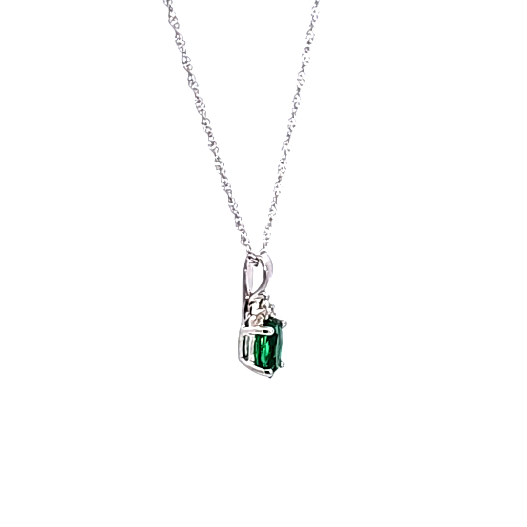 14KW Oval Emerald and Diamond Pendant