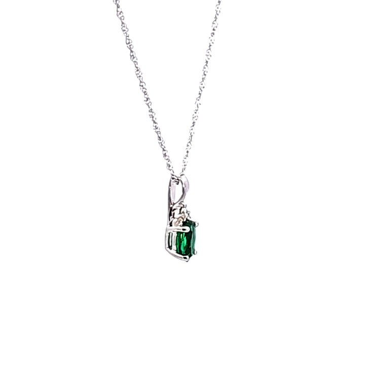 14KW Oval Emerald and Diamond Pendant