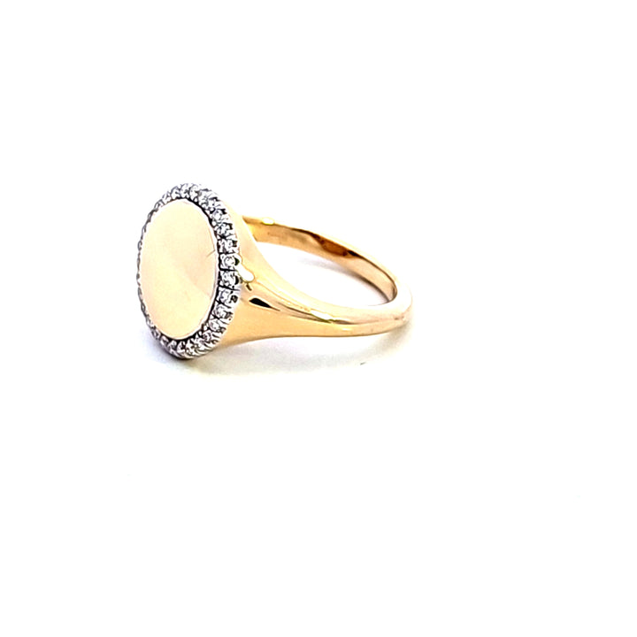 14KY Diamond Signet Ring