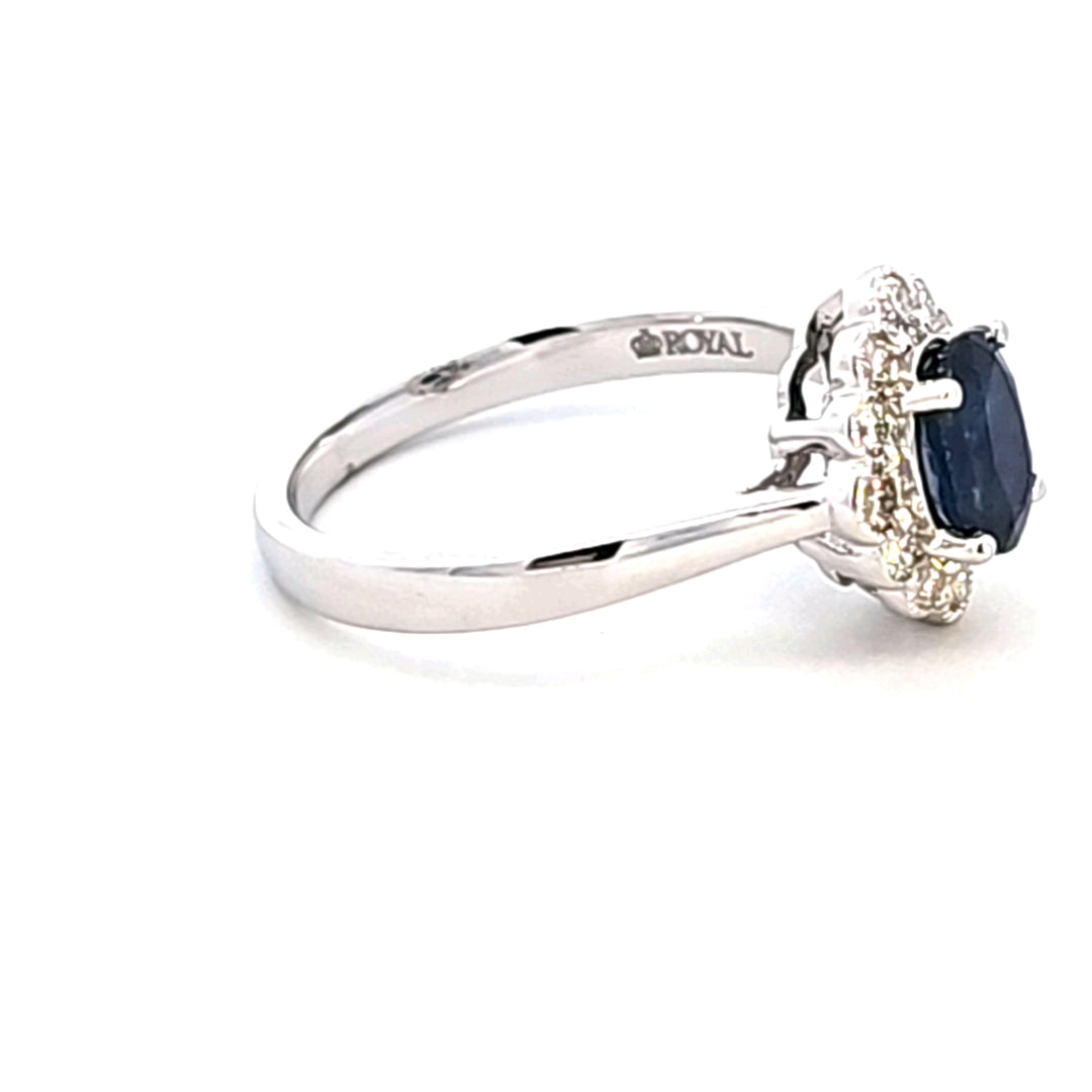 14KW Blue Sapphire and Diamond Ring
