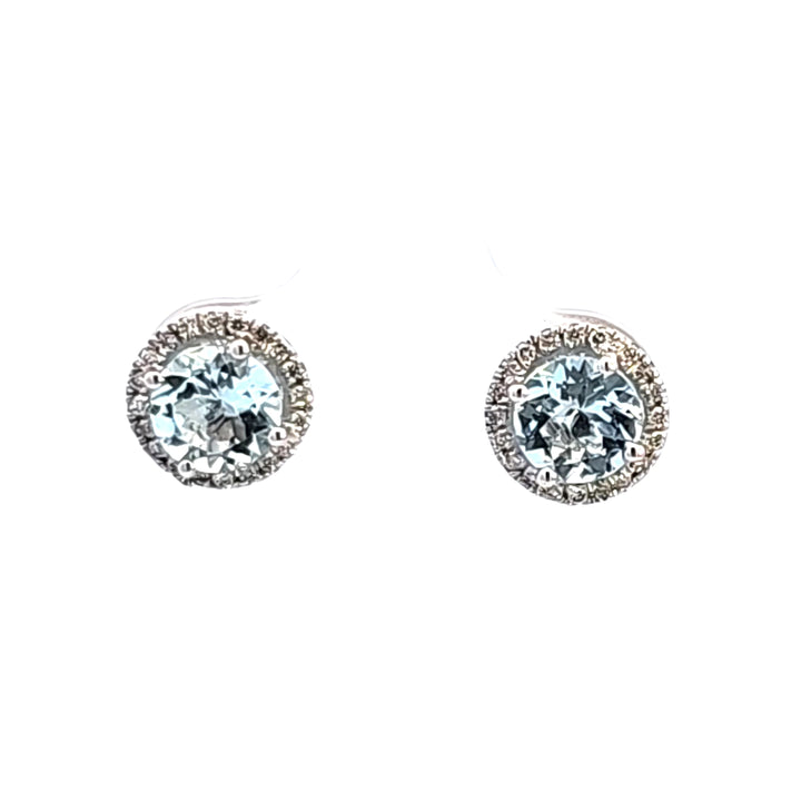 14KW Aquamarine and Diamond Earrings