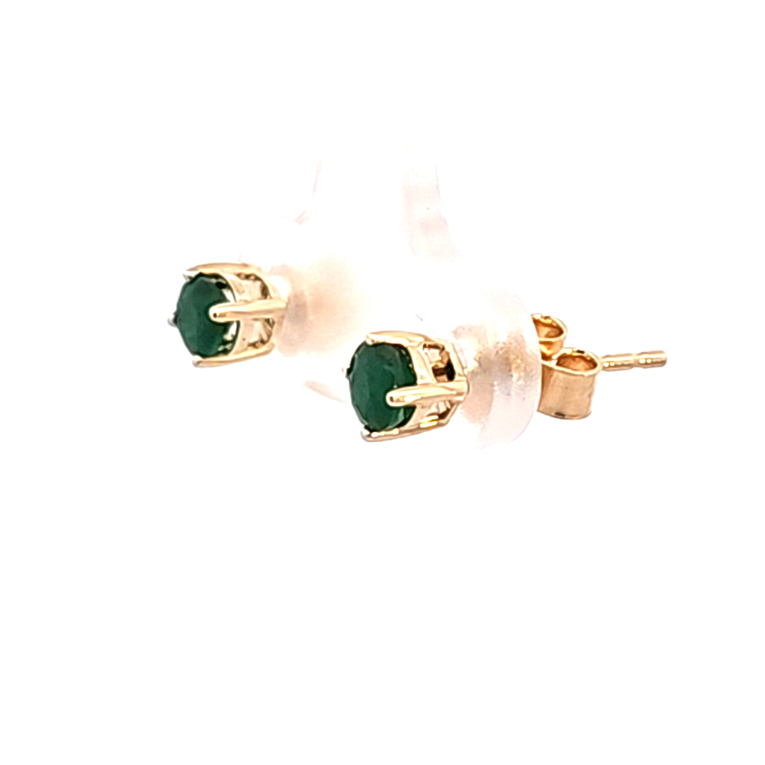 14KY Emerald Stud Earrings