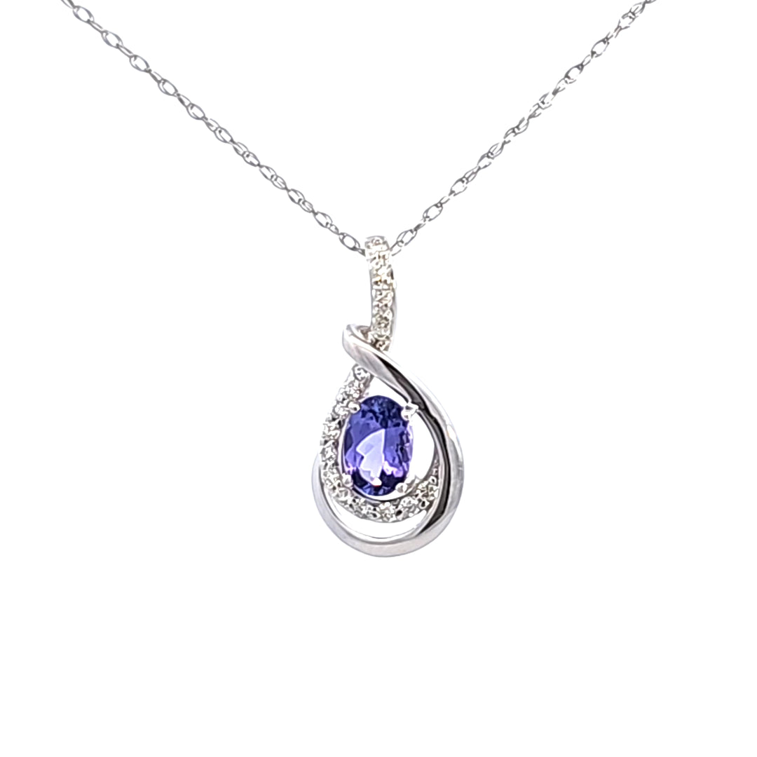 14KW Tanzanite and Diamond Pendant Necklace