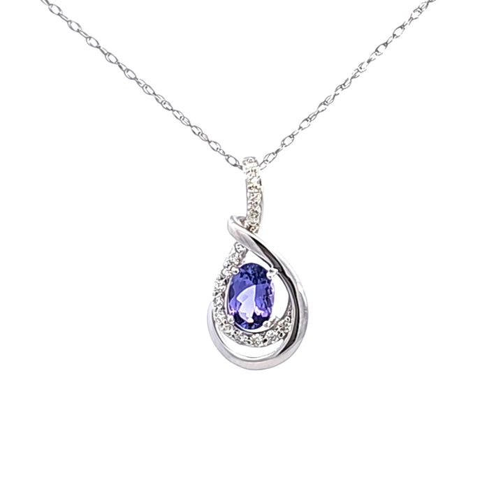 14KW Tanzanite and Diamond Pendant Necklace