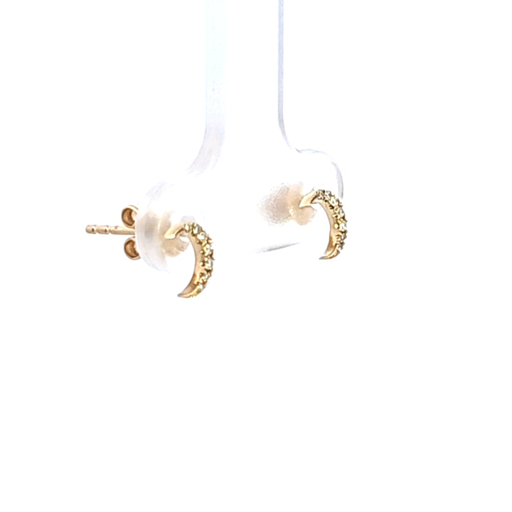 14KY Diamond Crescent Moon Earrings