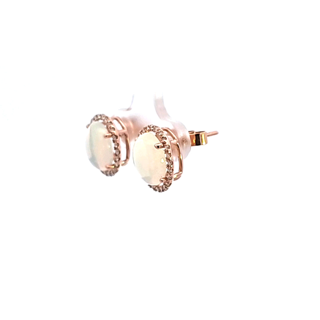 14KR Opal and Diamond Earrings