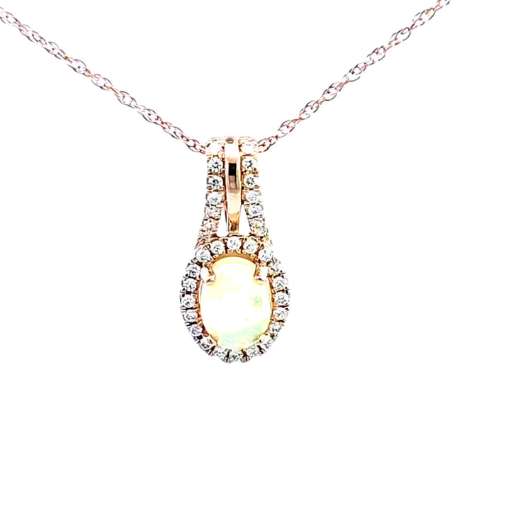 14KR Opal and Diamond Pendant