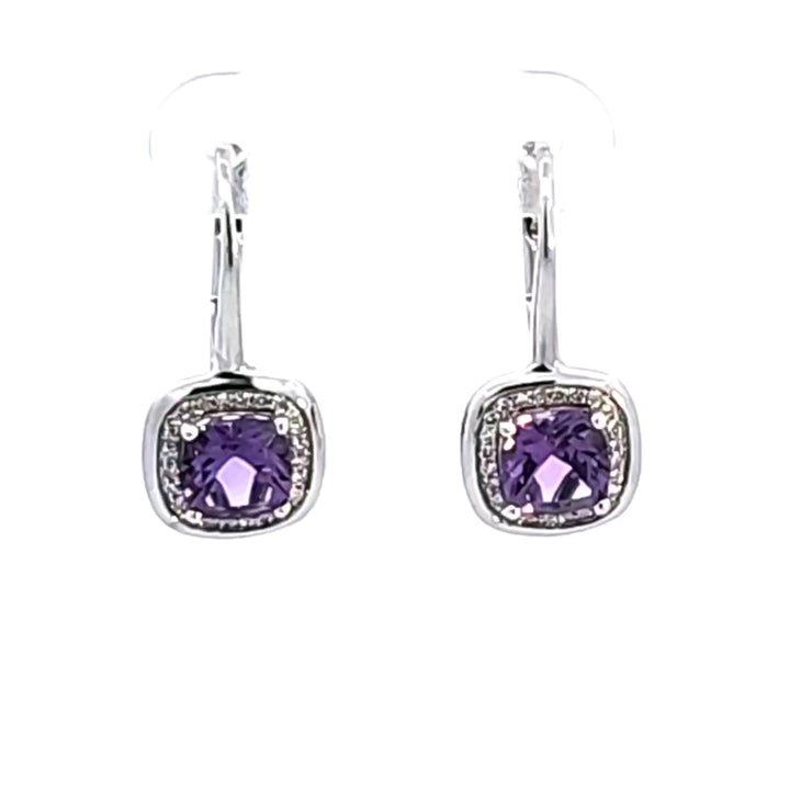 14KW Amethyst and Diamond Drop Earrings
