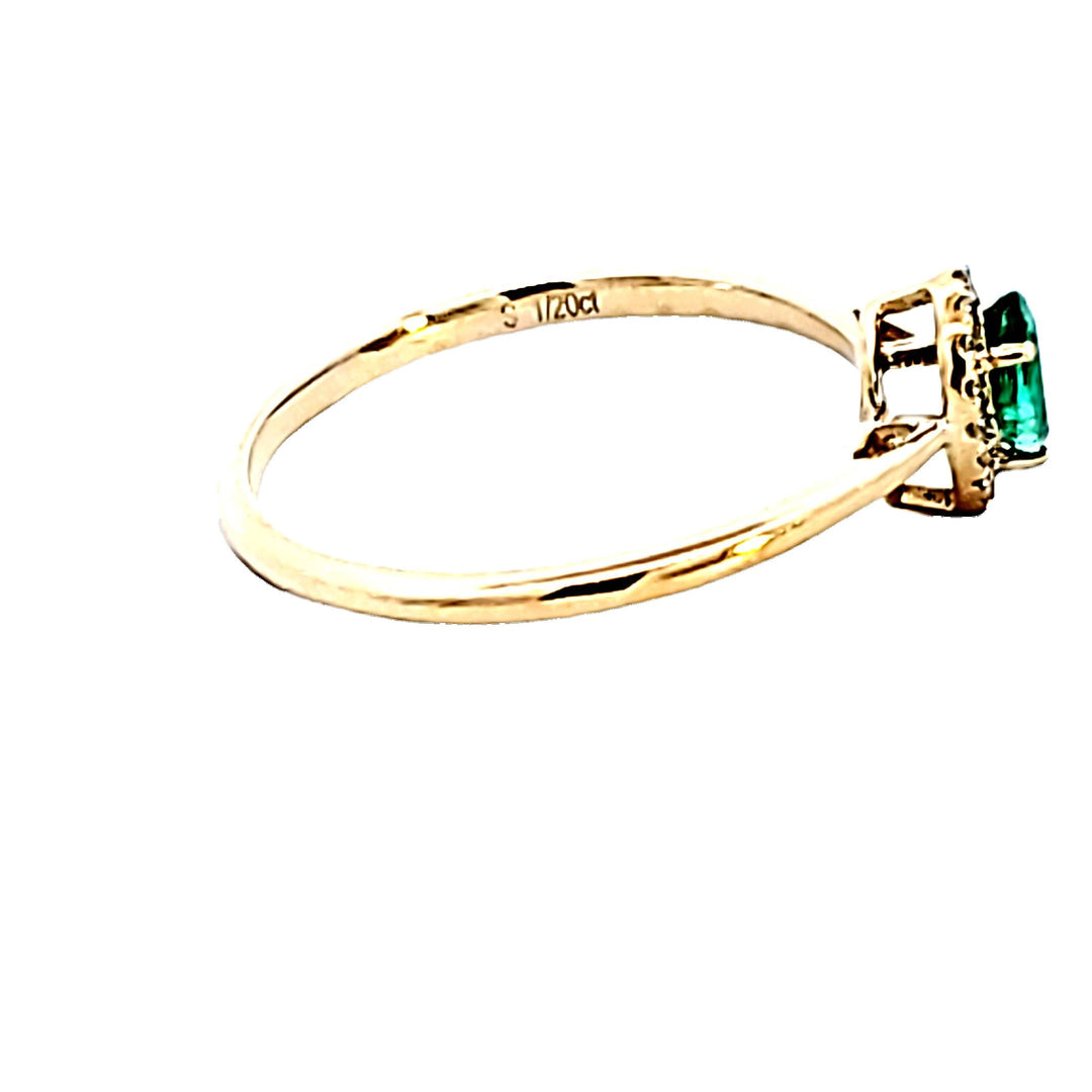 10KY Pear Emerald And Diamond Fashion Ring