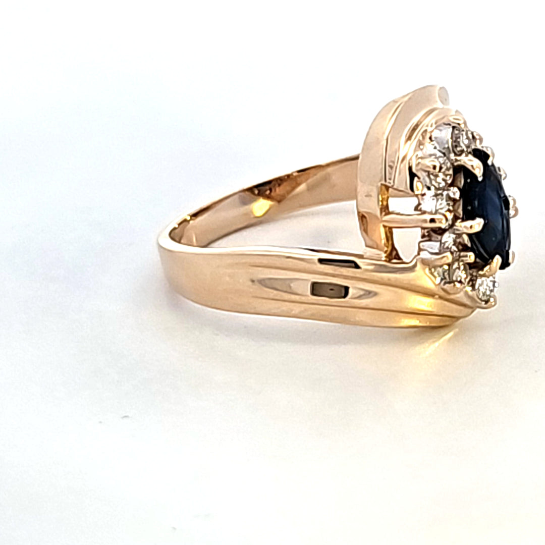 14KY Marquise Sapphire and Diamond Estate Ring