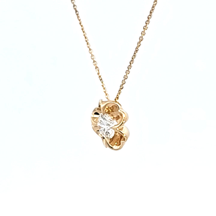 18KY Hearts On Fire Whimsical Clover Single Diamond Necklace