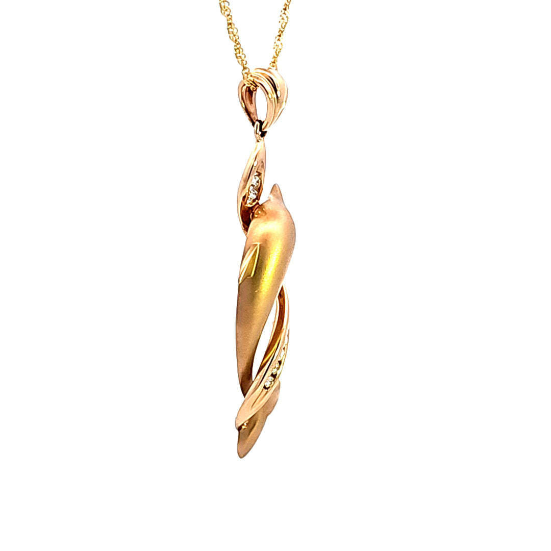 14KY Diamond Dolphin Pendant