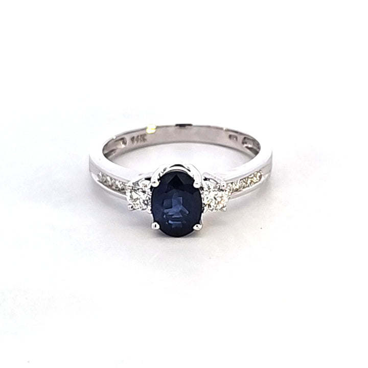 14KW Blue Sapphire and Diamond Fashion Ring