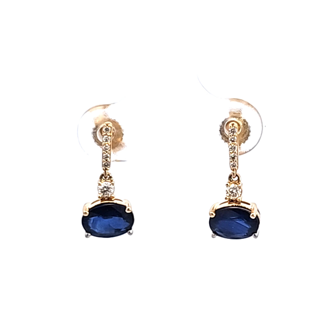 14KY Sapphire and Diamond Drop Earrings