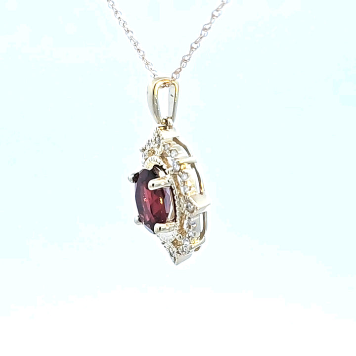 14KY Garnet and Diamond Pendant