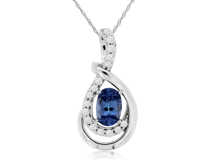 14KW Tanzanite and Diamond Pendant Necklace