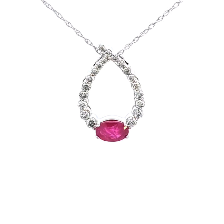 14KW Ruby and Diamond Pendant