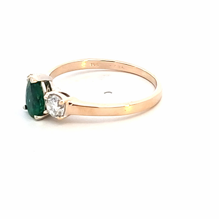 14KY Emerald and Diamond Estate Ring