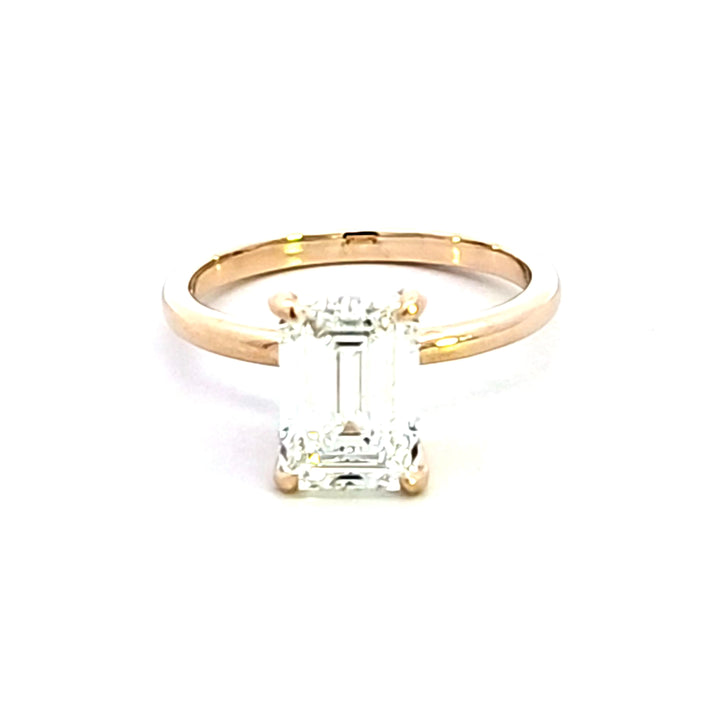 14KY 2.50 carat Lab Grown Emerald Cut Diamond Solitaire Engagement Ring