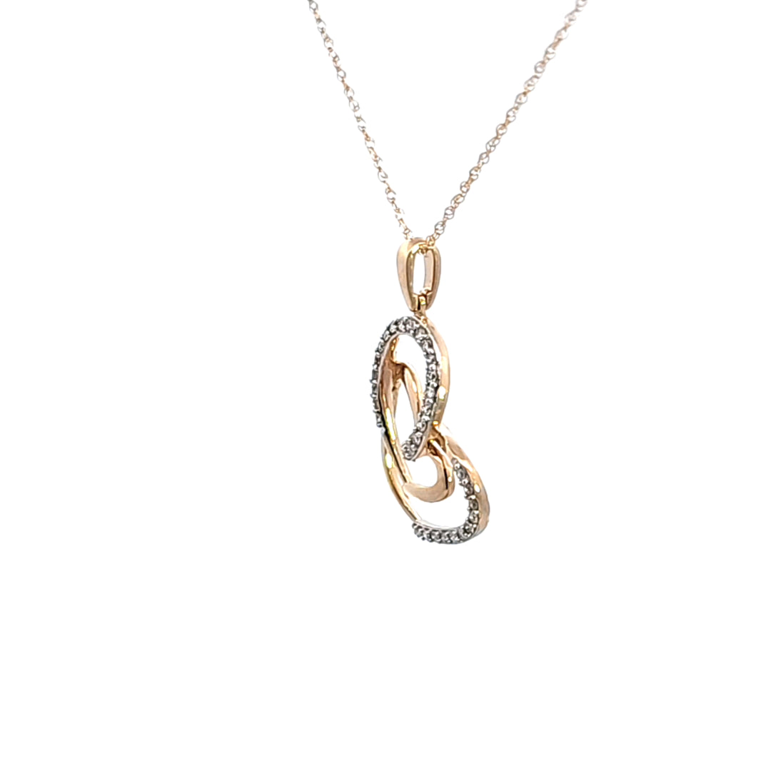 14KY Diamond Double Heart Pendant