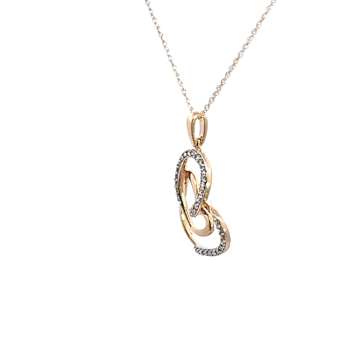 14KY Diamond Double Heart Pendant
