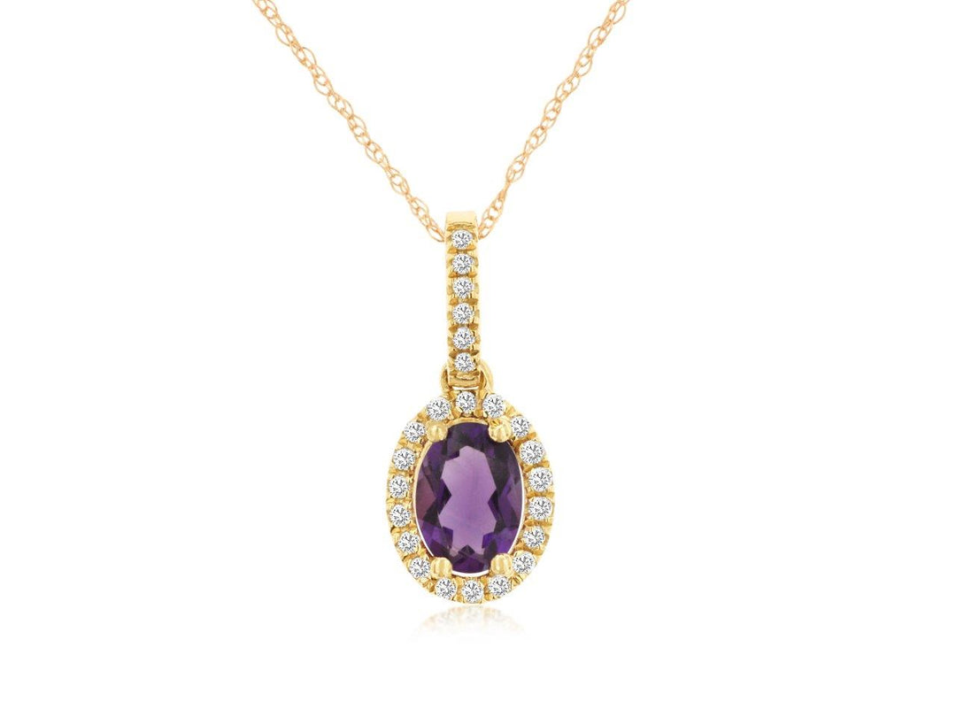 14KY Amethyst and Diamond Pendant Necklace