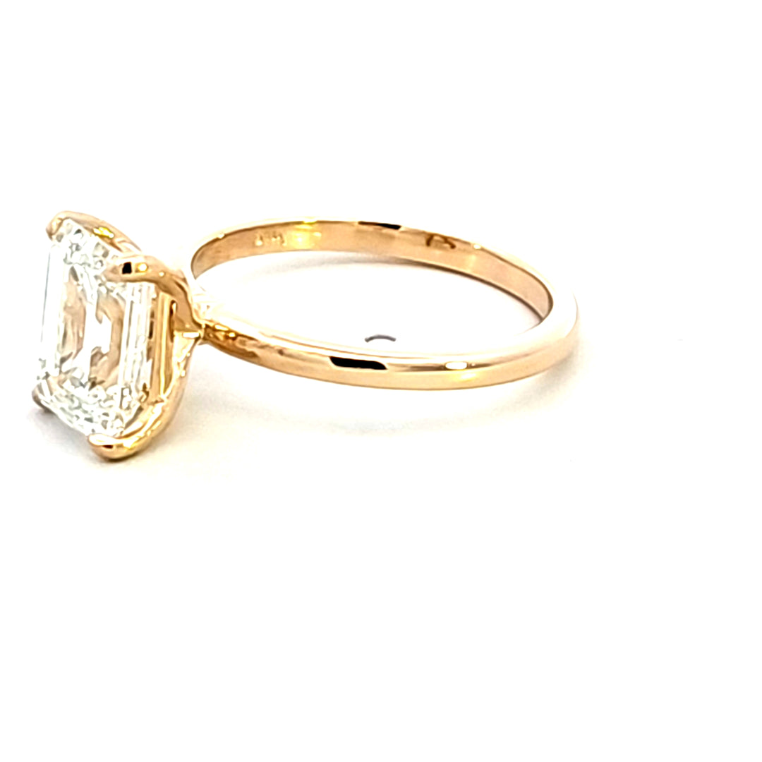 14KY 2.50 carat Lab Grown Emerald Cut Diamond Solitaire Engagement Ring
