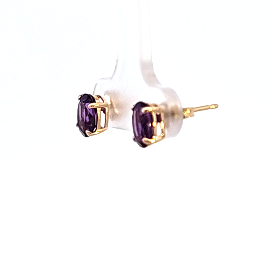 14KY Oval Amethyst Stud Earrings