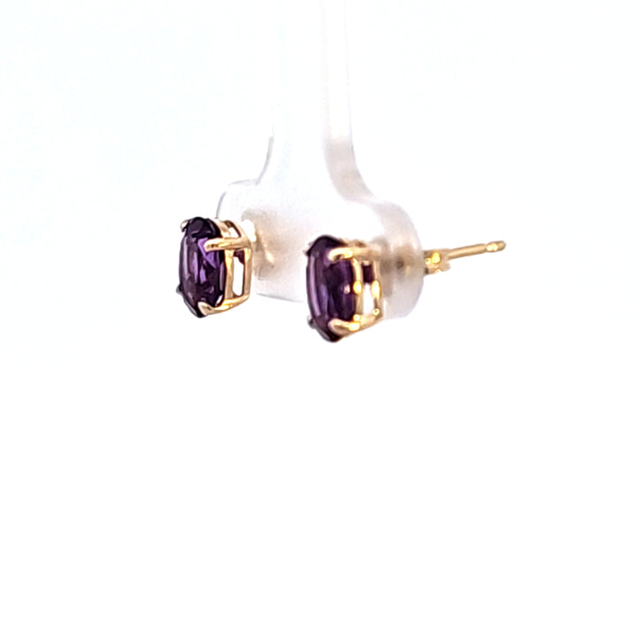 14KY Oval Amethyst Stud Earrings