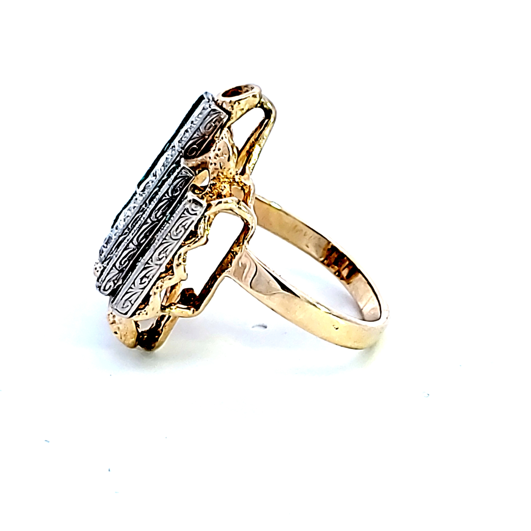 14KY Diamond, Emerald, and Sapphire Estate Ring