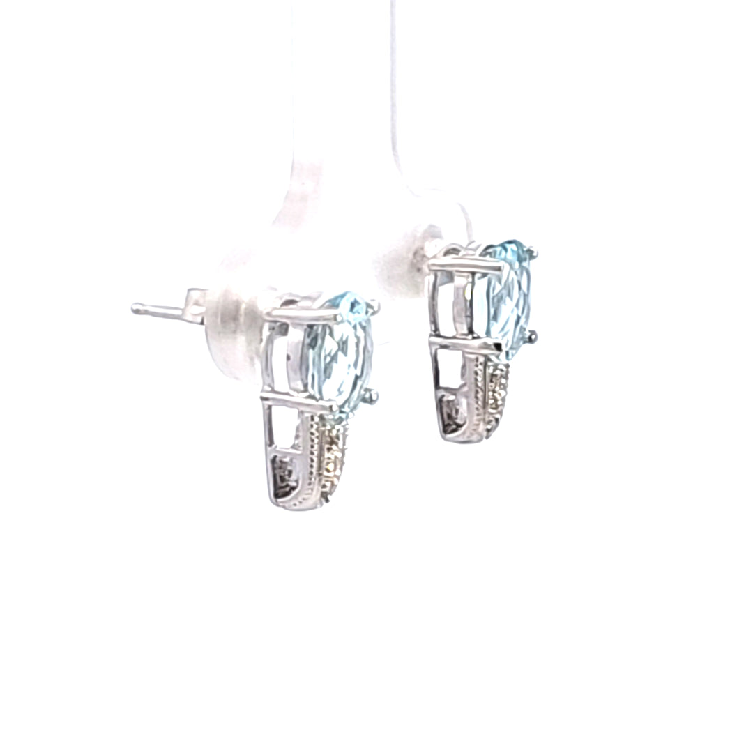 10KW Aquamarine and Diamond Earrings