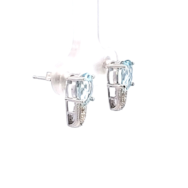 10KW Aquamarine and Diamond Earrings