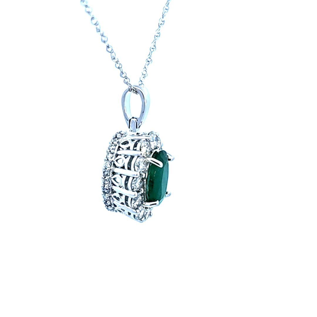 14KW Emerald and Diamond Pendant