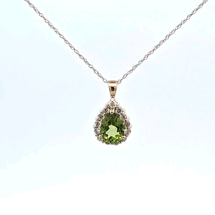 14KY Peridot and Diamond Pendant