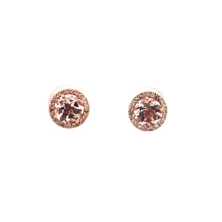 14KR Morganite and Diamond Earrings