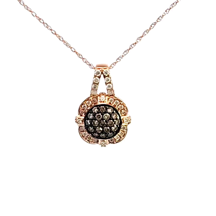 14KR Chocolate and White Diamond Pendant