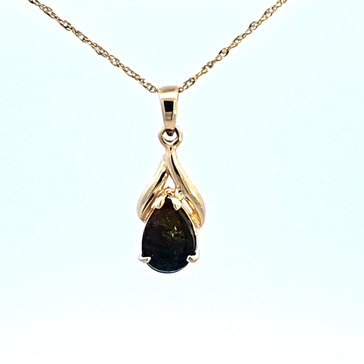 14KY Pear Ammolite Pendant