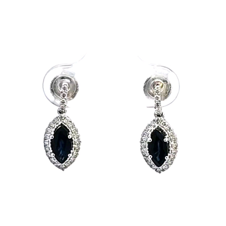 14KW Blue Sapphire and Diamond Earrings