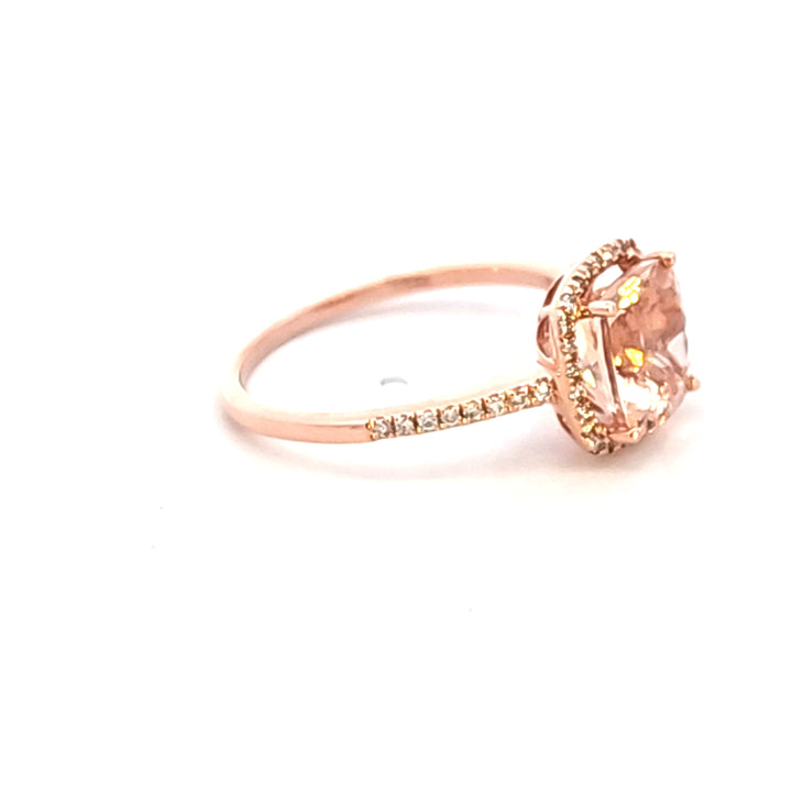 14KR Pink Morganite and Diamond Ring