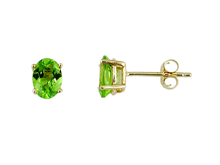 14KY Oval Peridot Stud Earrings