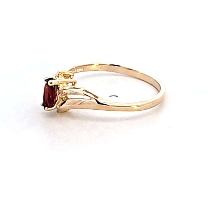 10KY Marquise Garnet and Diamond Ring