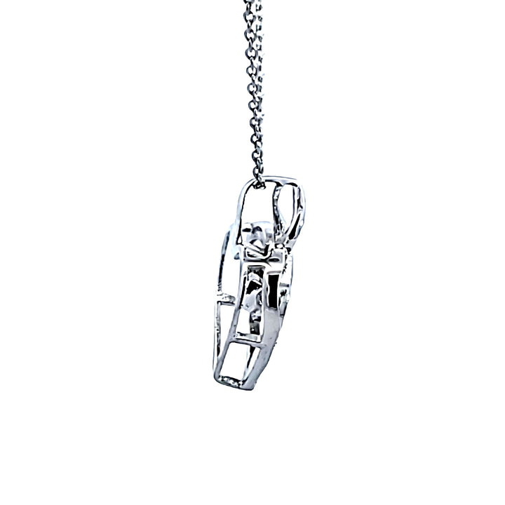 Sterling Silver Garnet and Diamond Heart Pendant