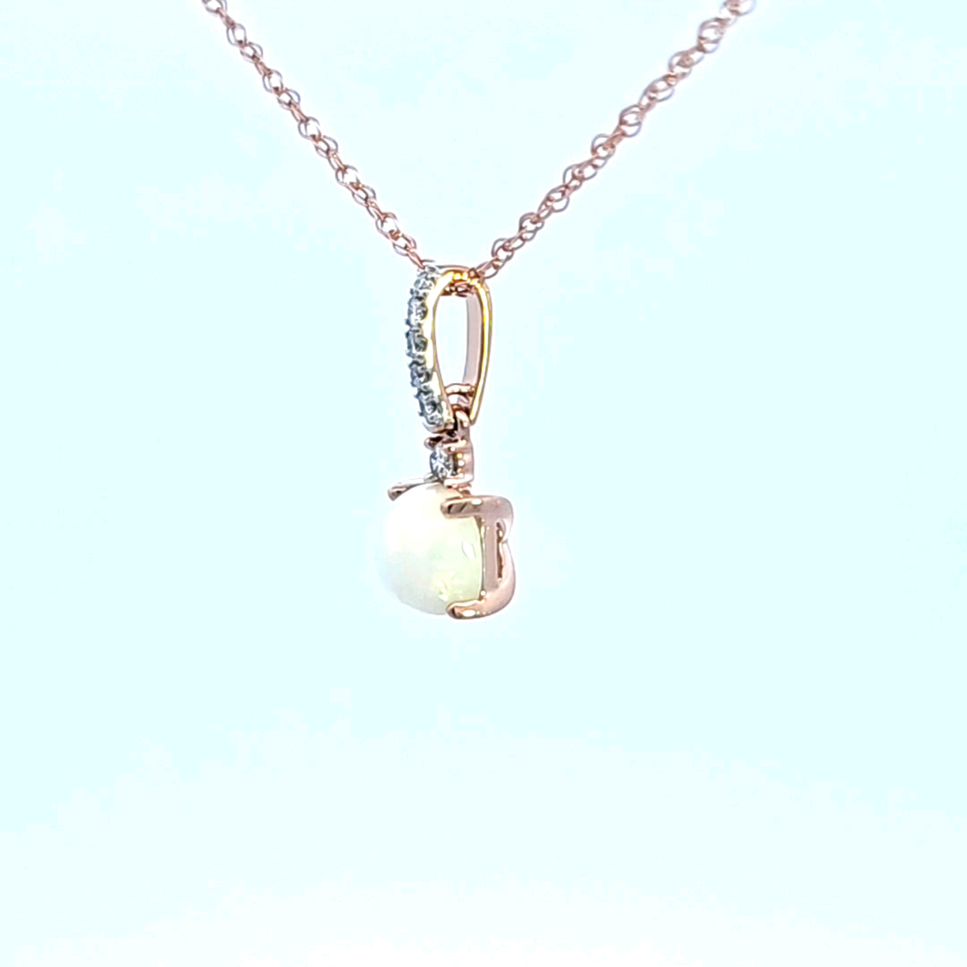 14KR Opal and Diamond Pendant