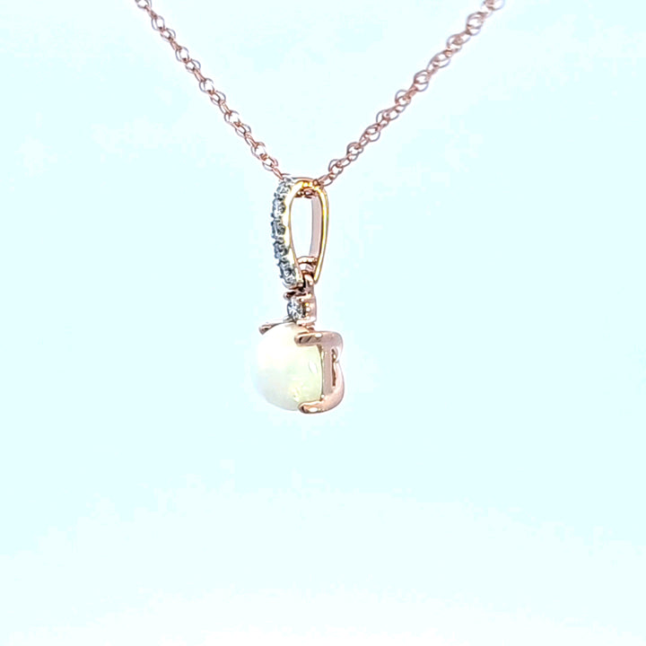 14KR Opal and Diamond Pendant