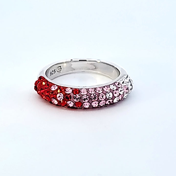 Sterling Silver Light Siam Crystal Ring