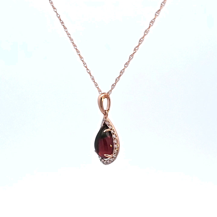 14KR Garnet and Diamond Pendant