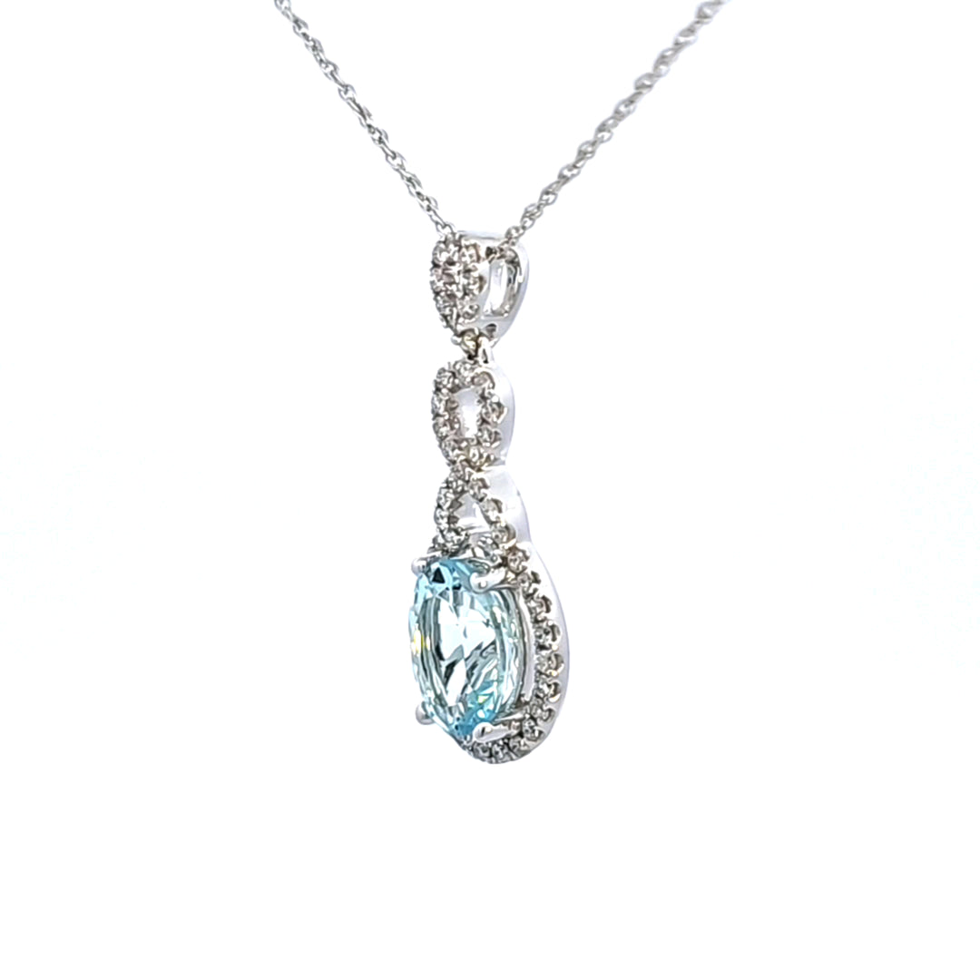 14KW Aquamarine and Diamond Pendant