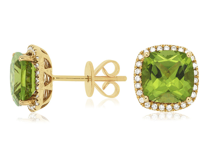 14KY Peridot and Diamond Earrings